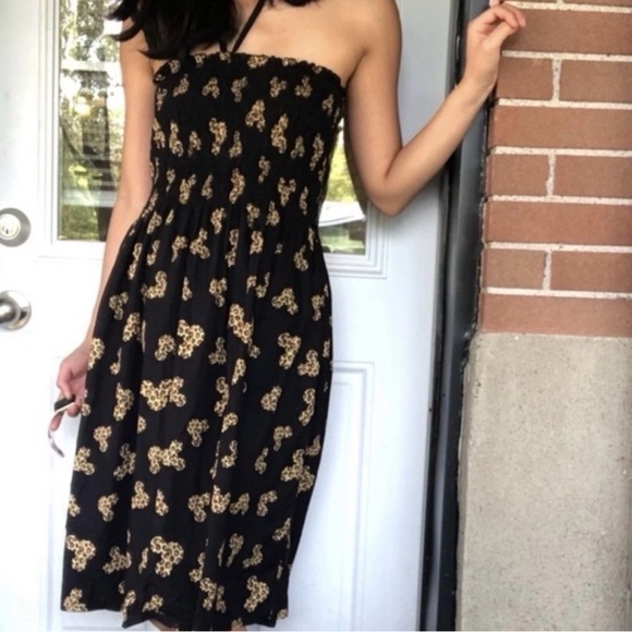 Disney Dresses & Skirts - Disney Black Strapless Dress with leopard print Mickey Print
